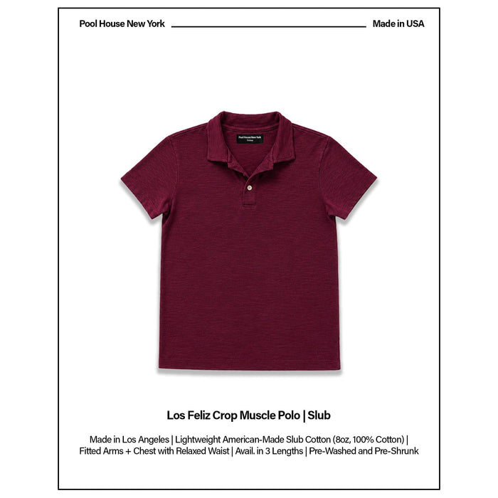 Los Feliz Crop Muscle Polo | Slub T-Shirt Burgundy