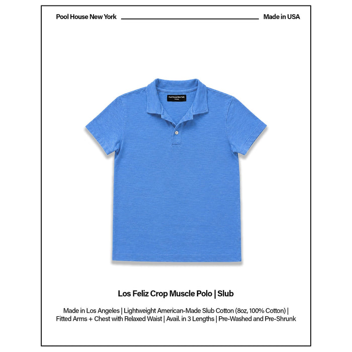 Los Feliz Crop Muscle Polo | Slub T-Shirt Oxford Blue