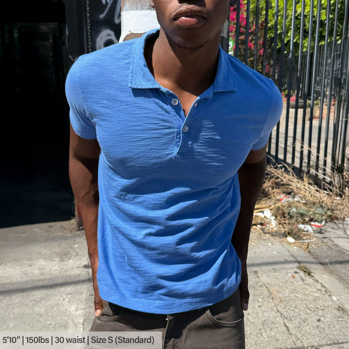 Los Feliz Crop Muscle Polo | Slub T-Shirt Oxford Blue