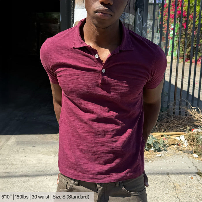 Los Feliz Crop Muscle Polo | Slub T-Shirt Burgundy