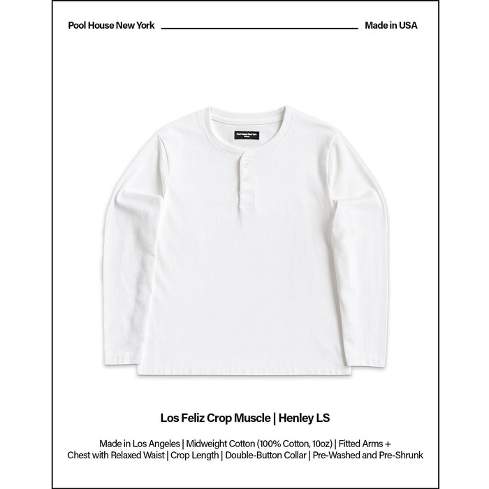 Los Feliz Crop Muscle Tee | Henley Long Sleeve T-Shirt Classic White