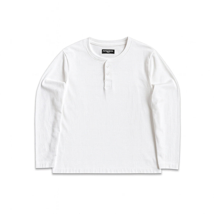 Los Feliz Crop Muscle Tee | Henley Long Sleeve T-Shirt Classic White