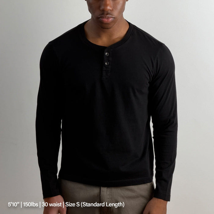 Los Feliz Crop Muscle Tee | Henley Long Sleeve T-Shirt Classic Black