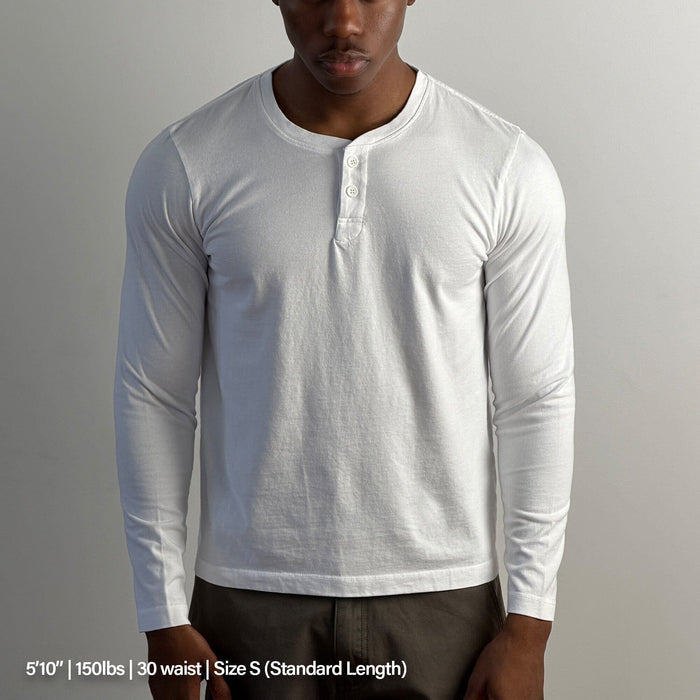 Los Feliz Crop Muscle Tee | Henley Long Sleeve T-Shirt Classic White