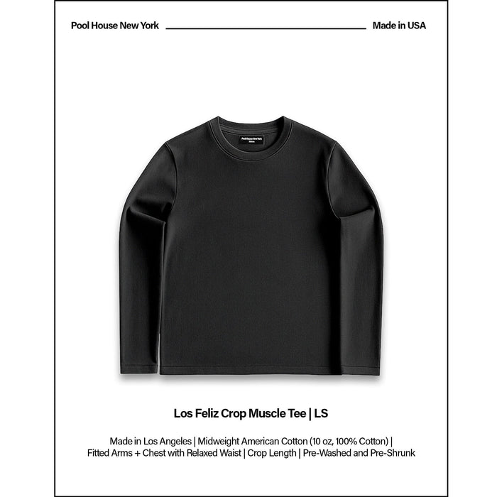 Los Feliz Crop Muscle Tee II | Long Sleeve T-Shirt Ash Black