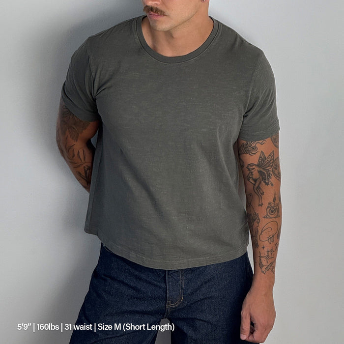 Los Feliz Crop Muscle Tee II | Slub T-Shirt Stone Grey (Slub)