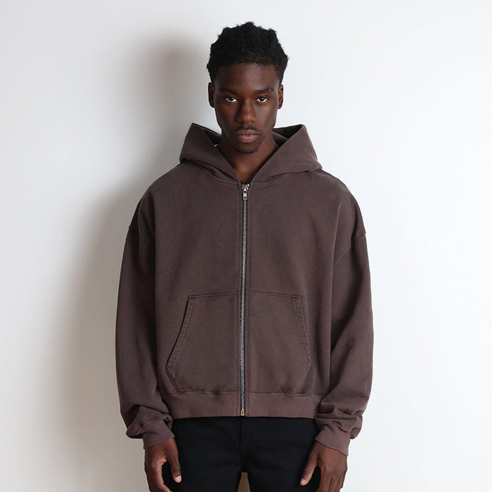 Mercer Crop Zip III | Relaxed, Drop-Shoulder Vintage Brown