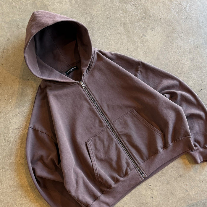 Mercer Crop Zip III | Relaxed, Drop-Shoulder Vintage Brown