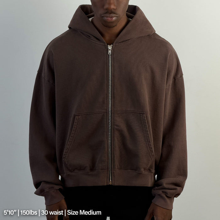 Mercer Crop Zip III | Relaxed, Drop-Shoulder Vintage Brown