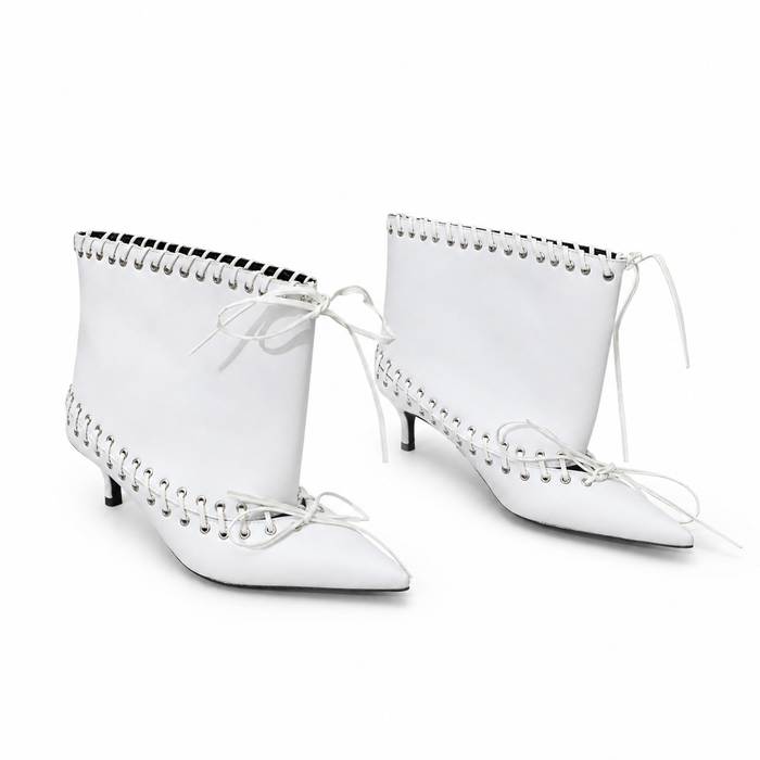 Metallic Lace-Up Ankle Boots – SILVER