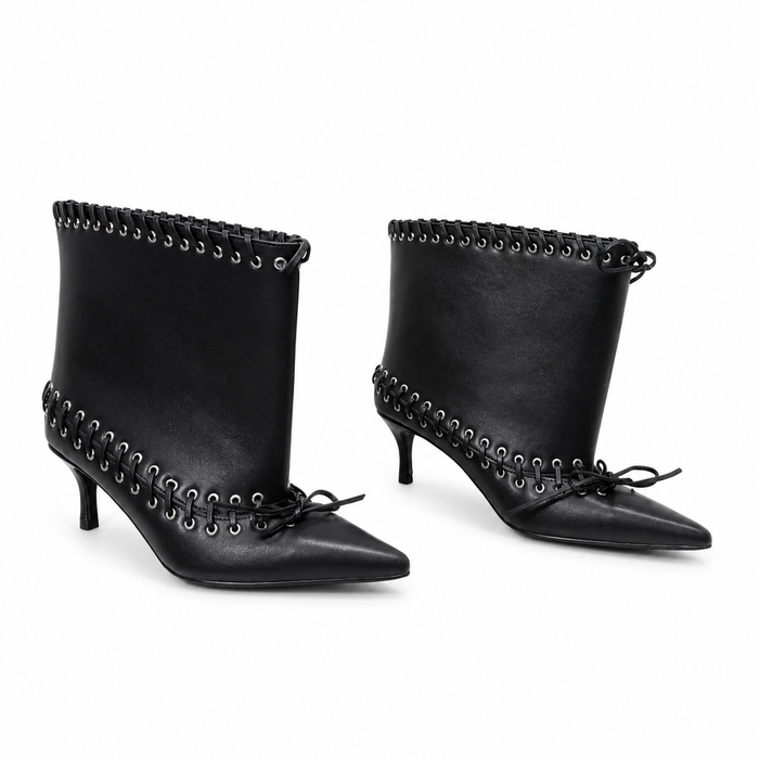 Metallic Lace-Up Ankle Boots – SILVER