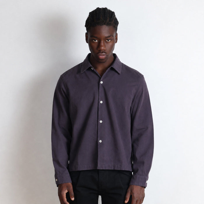 Japanese Newport Crop Button-Up II | Herringbone Twill Vintage Purple II