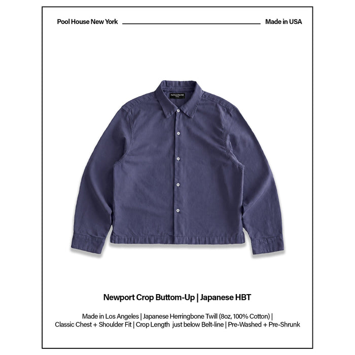 Japanese Newport Crop Button-Up II | Herringbone Twill Vintage Purple II