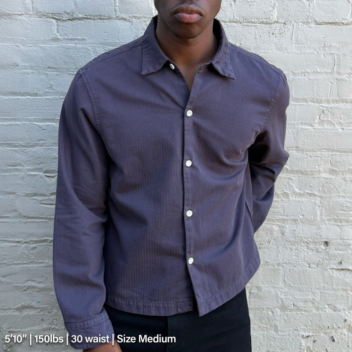 Japanese Newport Crop Button-Up II | Herringbone Twill Vintage Purple II