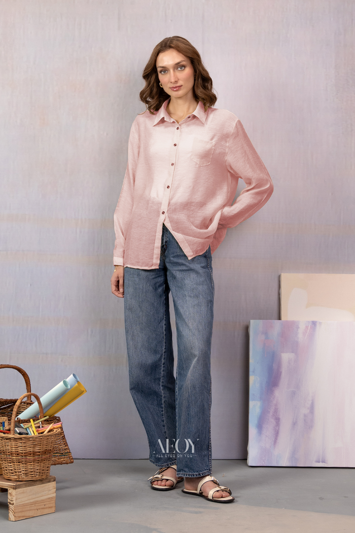 Oversized sheer shirt women