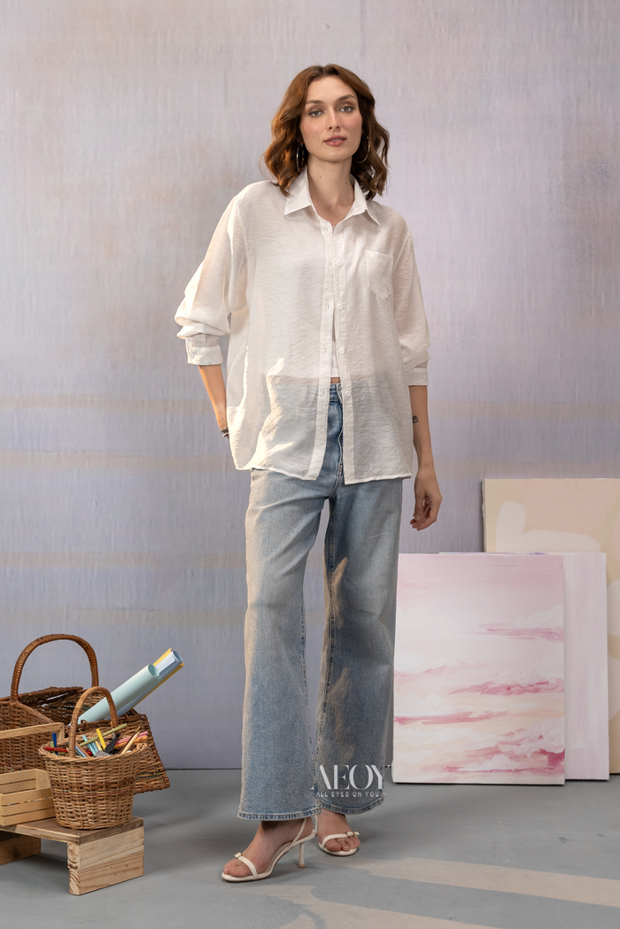 Transparent sheer oversized shirt