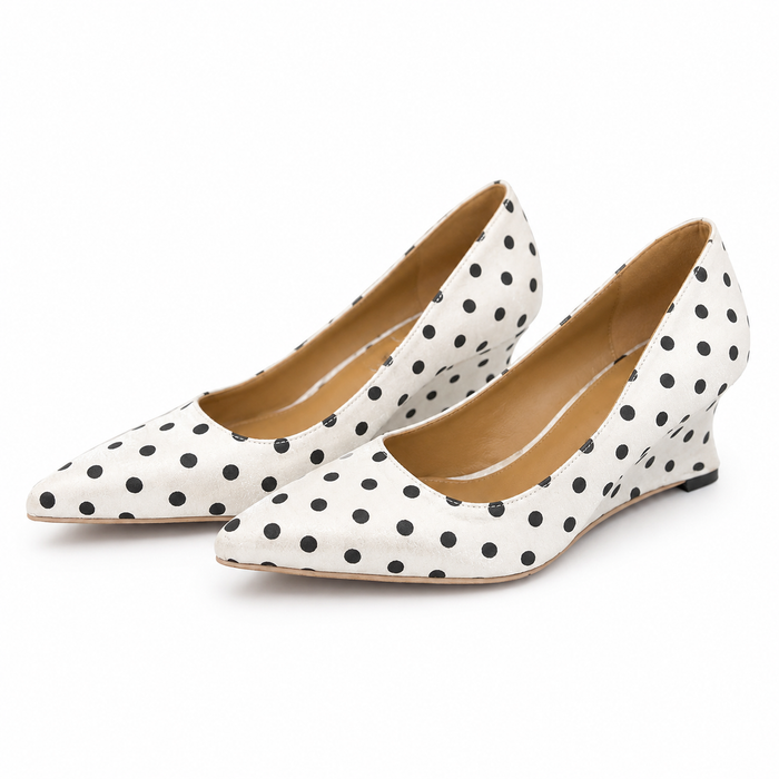 Polka Dot Pointed Heel Shoes - Vintage