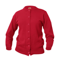 RED CREW NECK CARDIGAN SWEATER