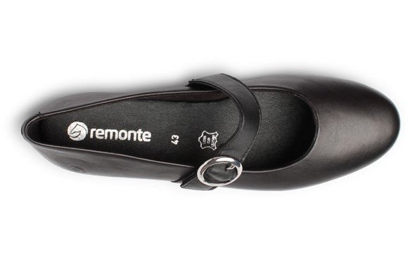 Remonte GUAVA BLACK Leather Flats - Crispins Shoes