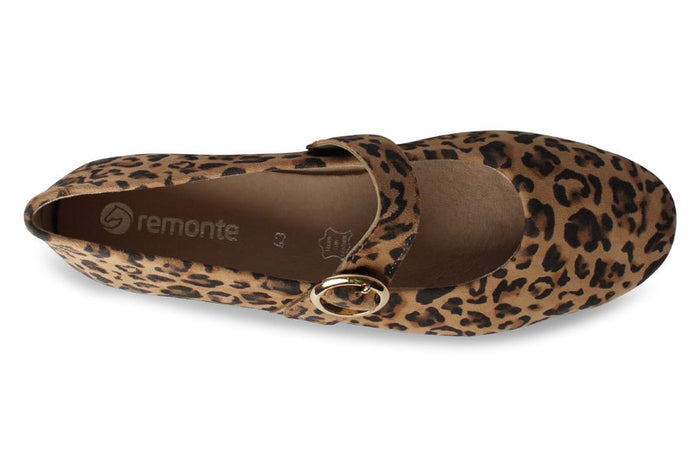 REMONTE GUAVA LEOPARD LEATHER MARY JANE FLATS - Crispins Shoes
