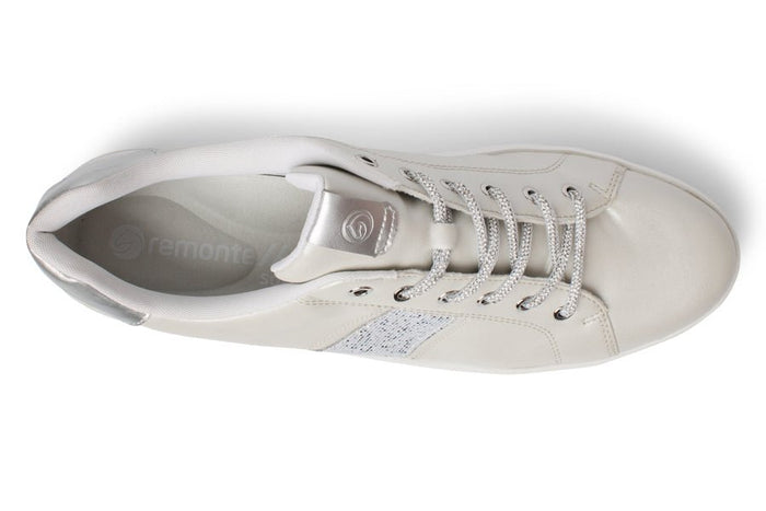REMONTE SHINY CREAM TEXTILE LACE - UP SNEAKERS - Crispins Shoes