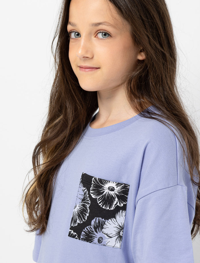 Robe t-shirt à poche imprimée