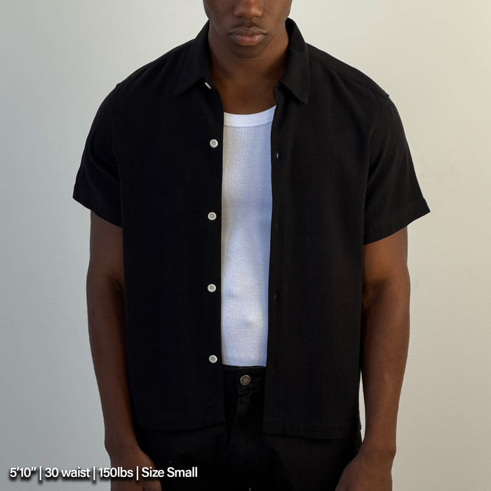 Rosewood Crop Button-Up II | Linen Black Linen