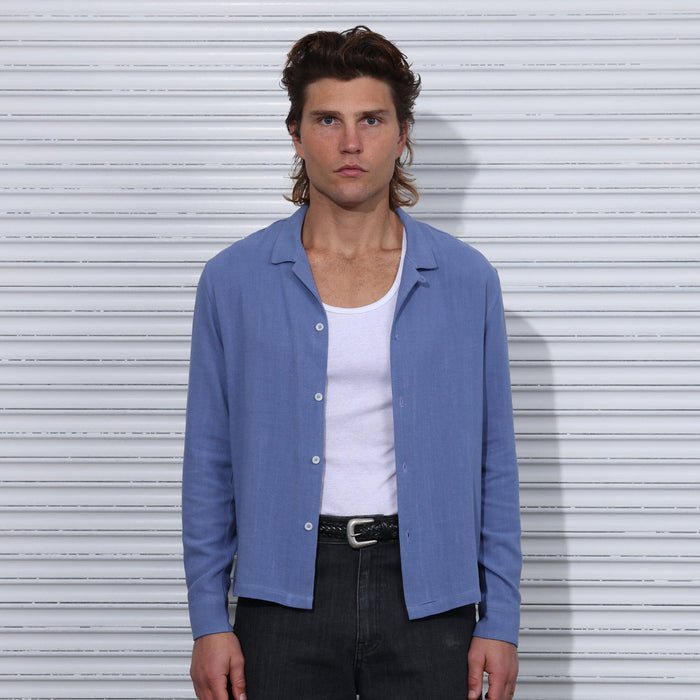 The Rosewood Crop Button-Up II French Blue