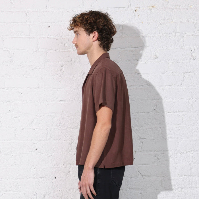 The Rosewood Crop Button-Up (Short Sleeve) Sunfade Brown