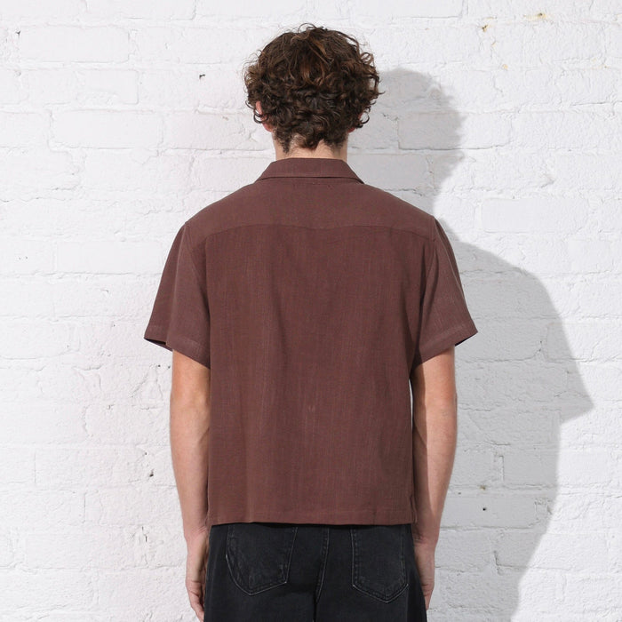 The Rosewood Crop Button-Up (Short Sleeve) Sunfade Brown
