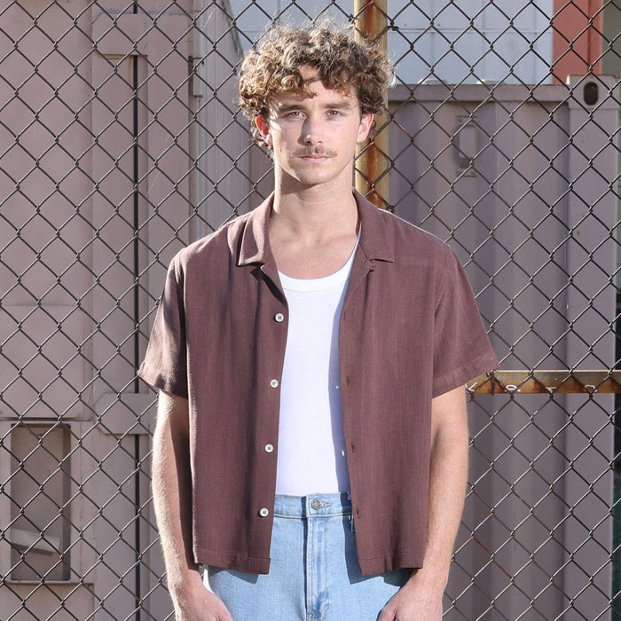 The Rosewood Crop Button-Up (Short Sleeve) Sunfade Brown
