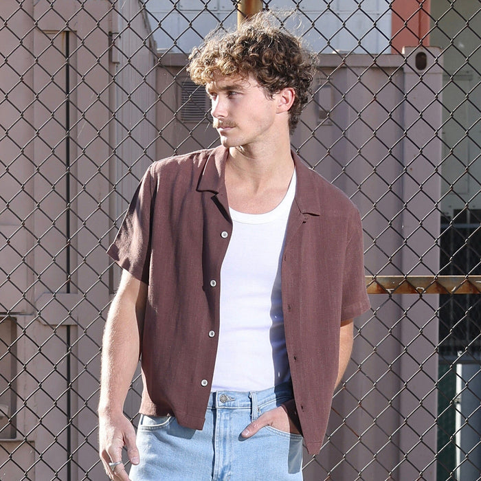 The Rosewood Crop Button-Up (Short Sleeve) Sunfade Brown