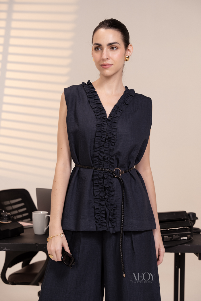Blue ruffle co ord outfit