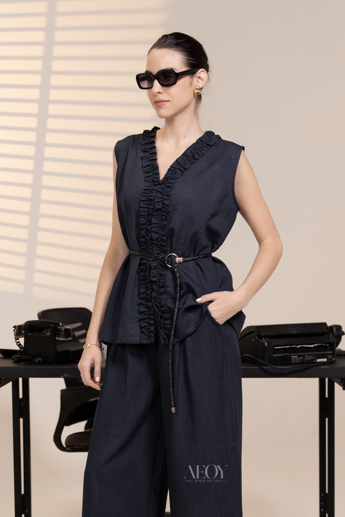 Stylish ruffle matching set women