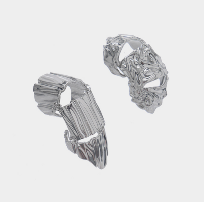 sculpted silver open ring with textured finish –Eilliva