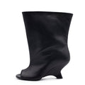 Sculpted Wedge Peep-Toe Boots – ESPRESSO