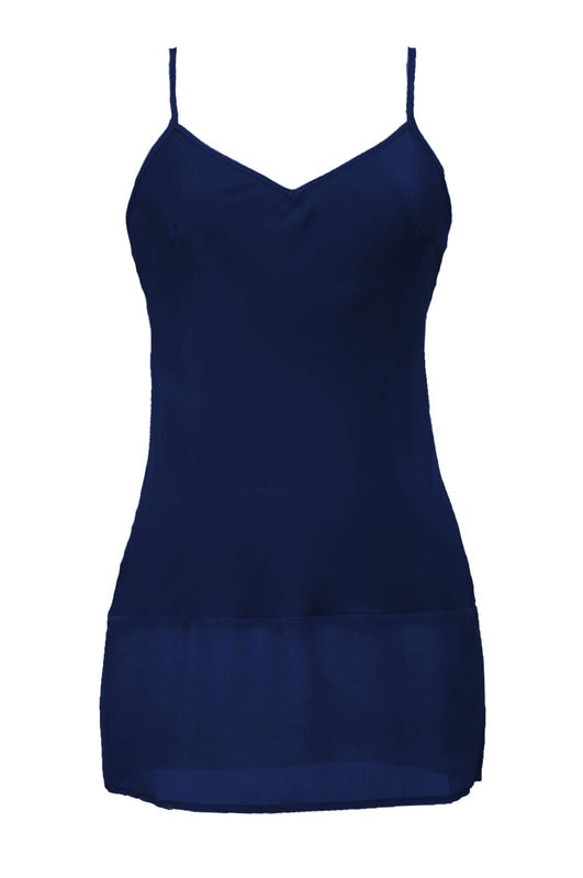 Sheer Edge Silk Tunic Navy