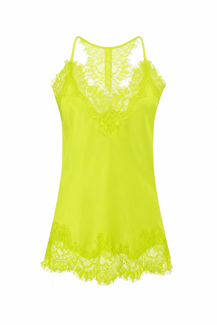 Silk Lace Razorback Cami  - Lime - Last Pieces