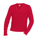 SMBS RED V-NECK PULLOVER SWEATER