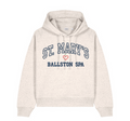 SMBS SOFT COTTON WOMENS SEMI CROP HOODIE WITH EMBROIDERED LOGO