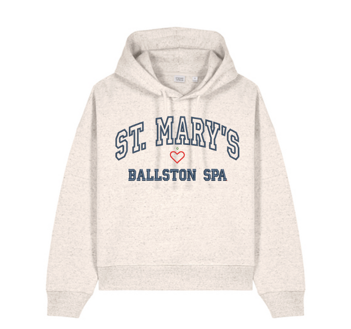 SMBS SOFT COTTON WOMENS SEMI CROP HOODIE WITH EMBROIDERED LOGO