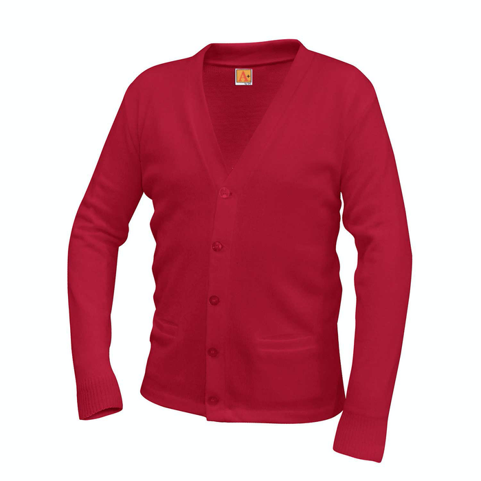 SMBS V-NECK RED CARDIGAN SWEATER