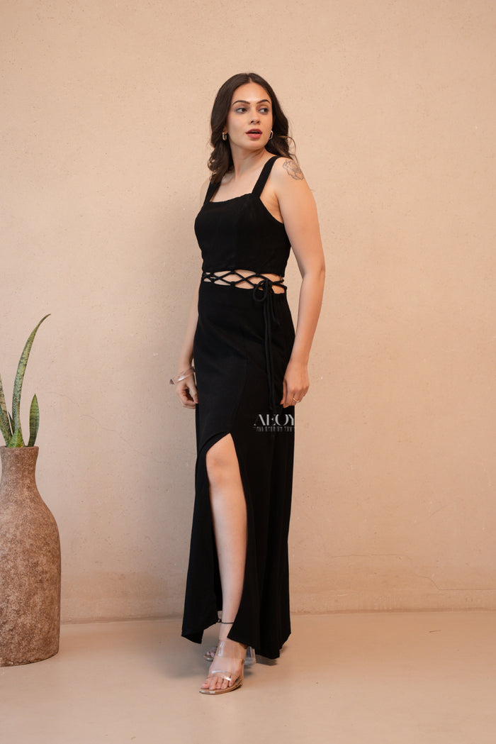 Stylish black evening dress women