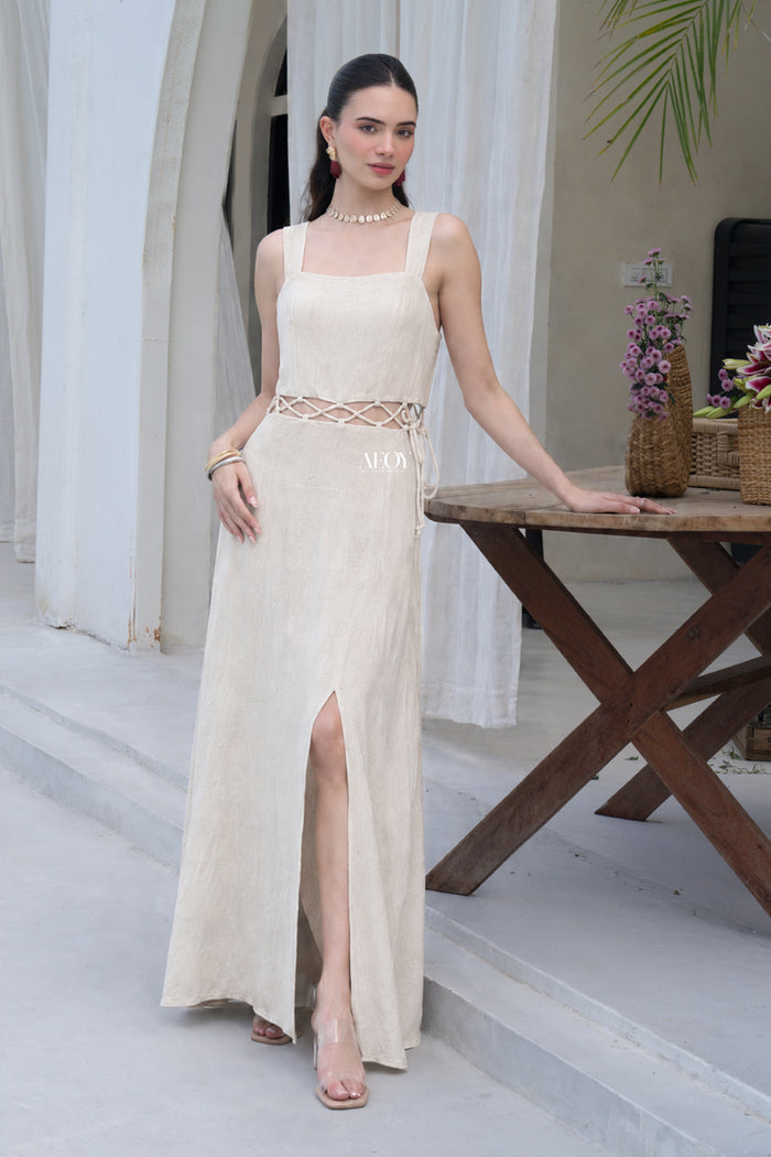 Stylish white evening dress women