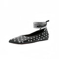 Studded Ankle Strap Flats – MIDNIGHT