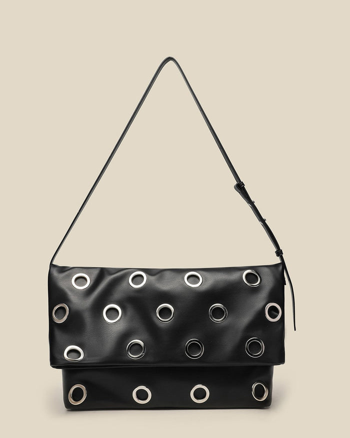 Studded Foldover Shoulder Bag - NOXARA