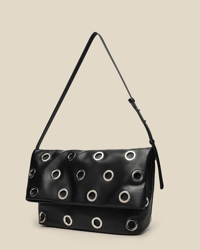 Studded Foldover Shoulder Bag - NOXARA