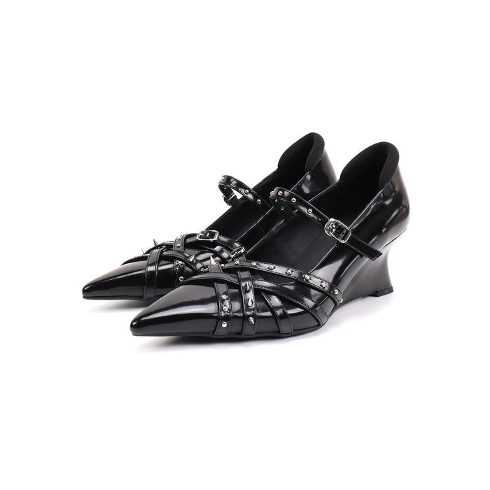 Studded Strappy Wedge Heels - Modern