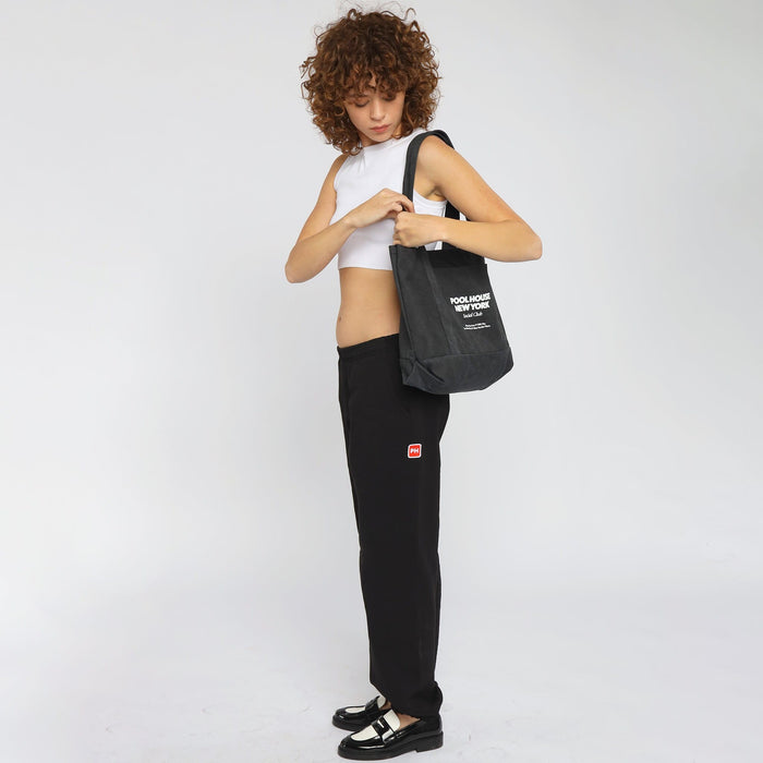 The Baxter Tote (White Print) Coal Black