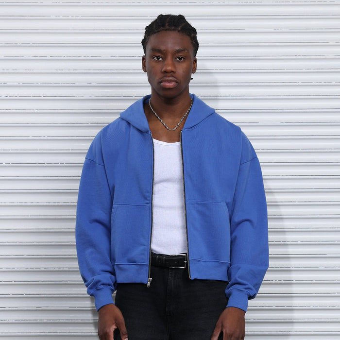 The Mercer Crop Zip II Jay Blue